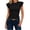 #111-Black, variant on Summer Sleeveless Tops for Women Form Fitting Solid Color Round Neck Ruffle Cap Sleeve Ribbed Knit Casual Wear