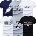 thumbnail image 1 of TEXIWAS-Camiseta ajustada con estampado de marca de moda para hombre, camiseta informal de cuello redondo, camisetas de algodón de talla grande M-5XL, 6 uds., 1 of 4