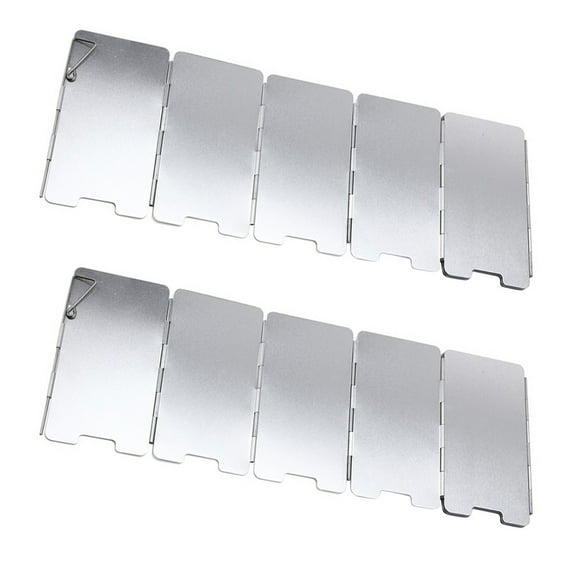 2 Pcs Camping Stove Windscreen Mini Windsheild for Grill Blocker Silver