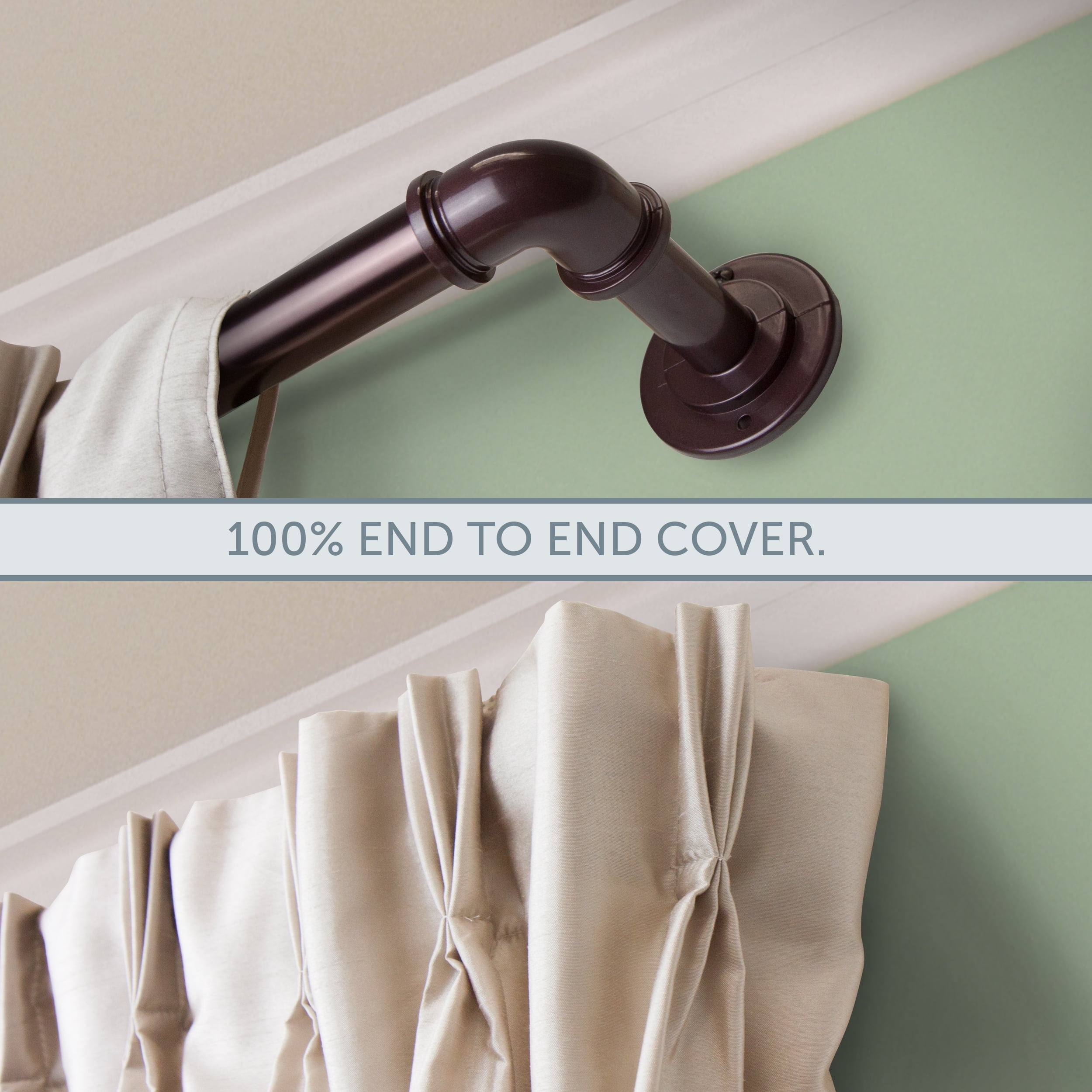 1" Dia Adjustable 28" to 48" Blackout Corner Curtain Rod in Bronze,(BOTCR-289)