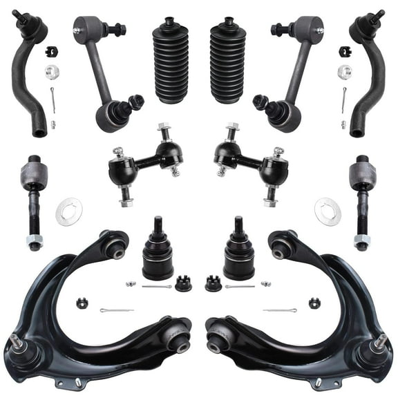 Detroit Axle - 14PC Front Upper Control Arms, Ball Joints, Sway Bars, Inner and Outer Tie Rods w/Boots Replacement for 2004-2005 Acura TSX - [2003-2007 Honda Accord L4 2.4L]