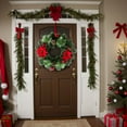 thumbnail image 5 of Christmas Wreath Decorations - 24" Christmas Wreaths for Front Door with Lights, Pre-lit Artificial Winter Wreath with Red Berries Pine Needles for Indoor Outdoor Window Wall Decorations, 5 of 9