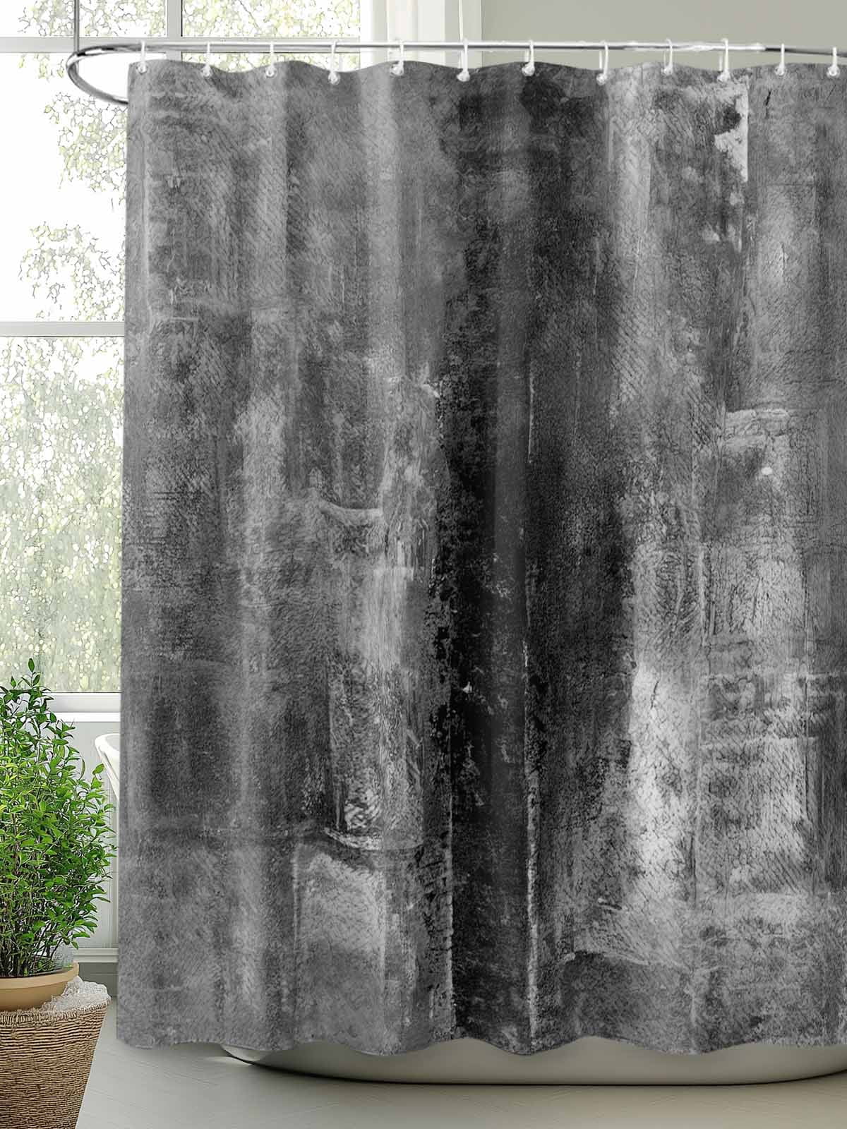 Grey Oil Painting Bathroom Curtain 72 Inch Shower Curtain with Hooks, Modern Abstract Graffiti Street Art Waterproof Polyester Bath Curtain Washable Bathtub Curtain 60''x 72''