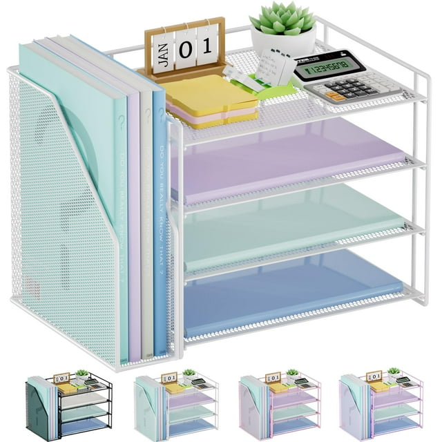 Organizador de Escritorio Marbrasse con 4 Niveles para Documentos en Color Blanco