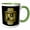 Green/White, variant on 3drose, Art Deco Monogram Letter H- Gold Effect and White on Black Background, 11oz Two-tone Black Mug