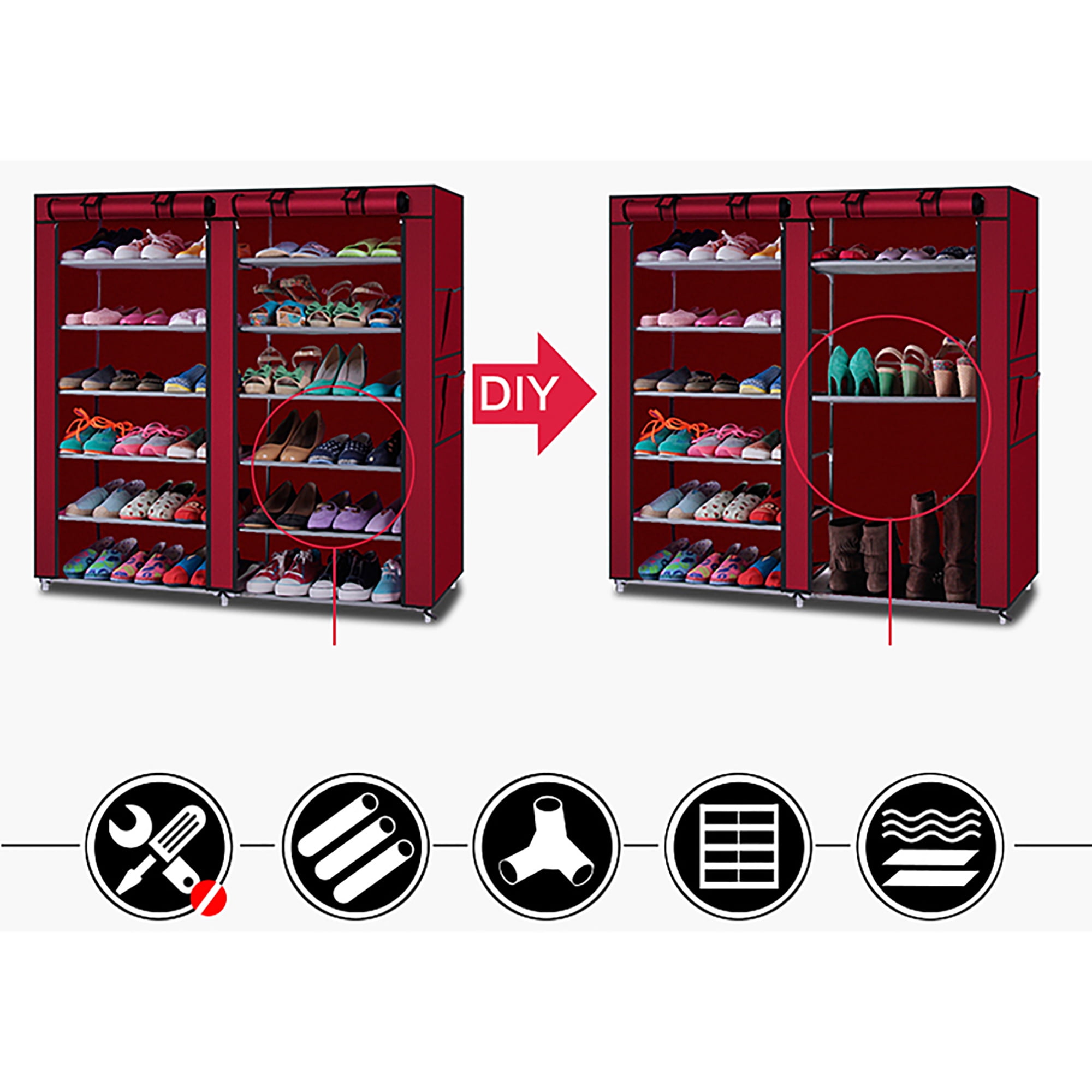 RAXON WORLD 6 Layer Heavy-Duty Shoe Rack Multipurpose Cabinet with  Non-Woven Fabric Cover 