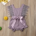 thumbnail image 2 of Qiylii Infant New Born Girls Sleeveless Romper with Ruffled Sleeves Big Bow, 2 of 8