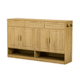 thumbnail image 5 of Hassch Sideboard Buffet Cabinet with Storage, Modern 4-Door Credenza with 3 Drawers, Coffee Bar Cabinet with Side Hooks and Adjustable Shelf for Dining Room, Living Room, Kitchen, Natural, 5 of 10