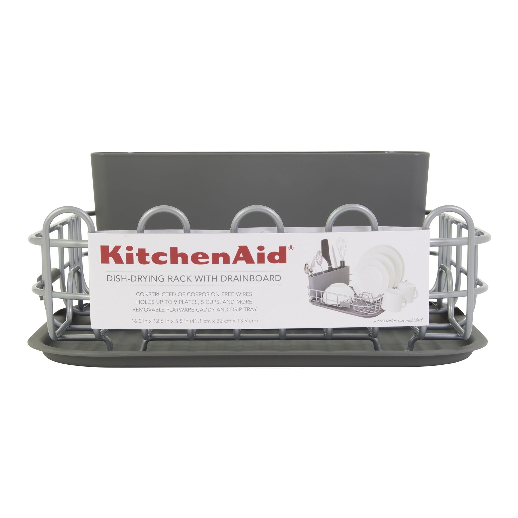 KitchenAid Low Profile Metal Stacking Dish Drying Rack, Charcoal Gray