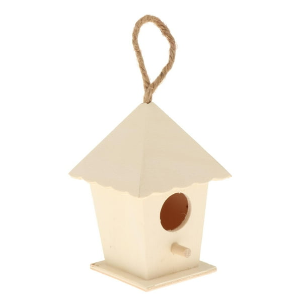 Casa para pájaros de madera, casa para pájaros colgante para exteriores, casa para pájaros, sin terminar, pintable Estilo7