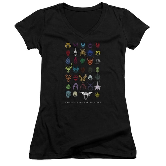 Power Rangers Villians Junior Women's V-Neck T-Shirt Black