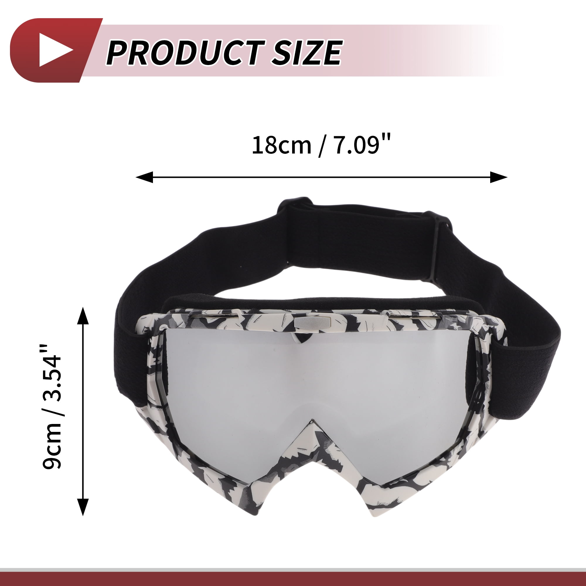 Unique Bargains Motorcycle Riding Goggles PC TPU Cycling Sunglasses Silver Tone Lens Black White Frame