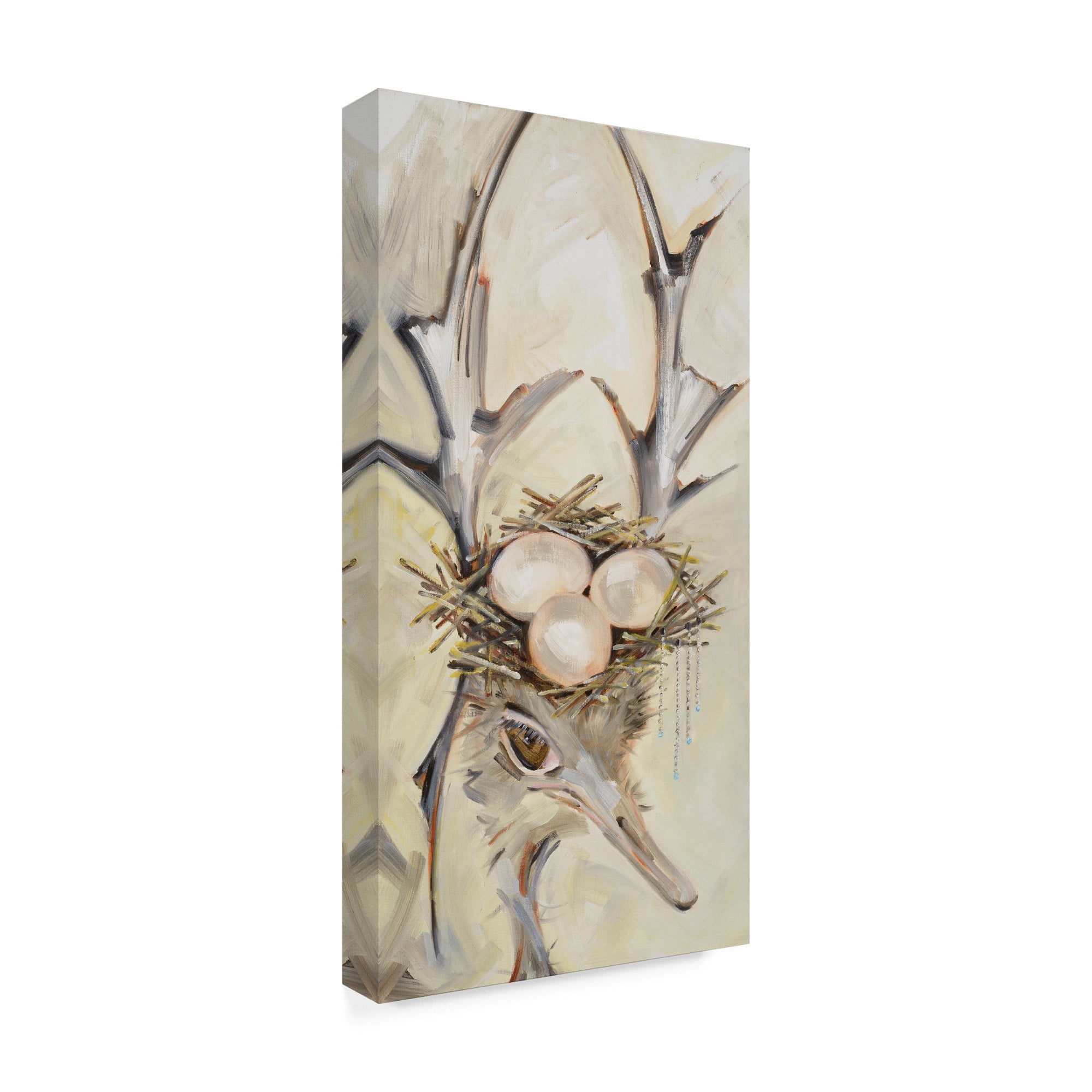 Trademark Fine Art 'Ostrich with Antlers' Canvas Art by Stephanie Aguila