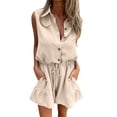 thumbnail image 2 of Jumpsuits for Women Fashion Summer Solid Color Casual Sleeveless Breasted Drawstring Tied Elastic Waist Side Pocket Jumpsuit, 2 of 8