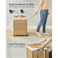 thumbnail image 4 of 31.7 Gallon Rolling Laundry Hamper with Wheels & Removable Liner, Synthetic Rattan Storage Basket, 18.1x15.7x26 Inches, Natural, 4 of 5