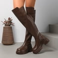 thumbnail image 2 of Xfvqtps Womens Thigh High Boots Zippeer Back Thick Sole Round Toe Faux Leather over the Knee Boots, 2 of 9