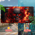 thumbnail image 5 of 1 Pcs 2D Flat License Plate Covers & Frames, Skull with Roses and Fire For Decorative Front, Waterproof For Decoration Aluminum License Plate Covers & Frames Cover For Men Women, 12" X 6", 5 of 7