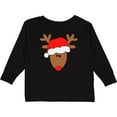 thumbnail image 3 of Inktastic Christmas Cute Reindeer in Santa Hat Boys or Girls Long Sleeve Toddler T-Shirt, 3 of 5