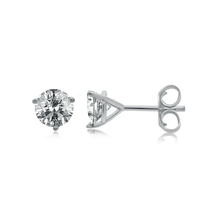 1/2 Carat T.W. Round Diamond 14kt White Gold Martini Stud Earrings with Gift Box, IGL Certified
