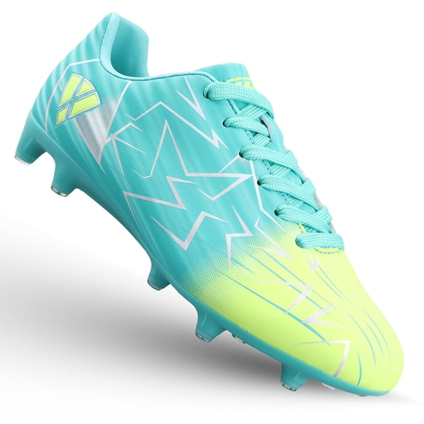 Vizari Botas de Fútbol Lucia Junior para Terreno Firme para Niños y Niñas: Cómodas, Duraderas y con Estilo, Color Aguamarina/lima, Talla 8.