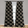 thumbnail image 2 of Leopard Window Curtains, Nature Inspired Wild Kitten Illustration on Darkened Backdrop, Lightweight Decor 2-Panel Set with Rod Pocket, Pair of - 28"x95", Charcoal Grey and Pale Camel, by Ambesonne, 2 of 3