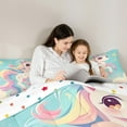 thumbnail image 4 of Castle Fairy Kawaii Stars Unicorn 7-Piece Bedding Comforter Set for Girls Children,Princess Rainbow King Bedding Sets,Cute Animal Ultra Soft Bed Sheets,Luxury Bedroom Decor, 4 of 8