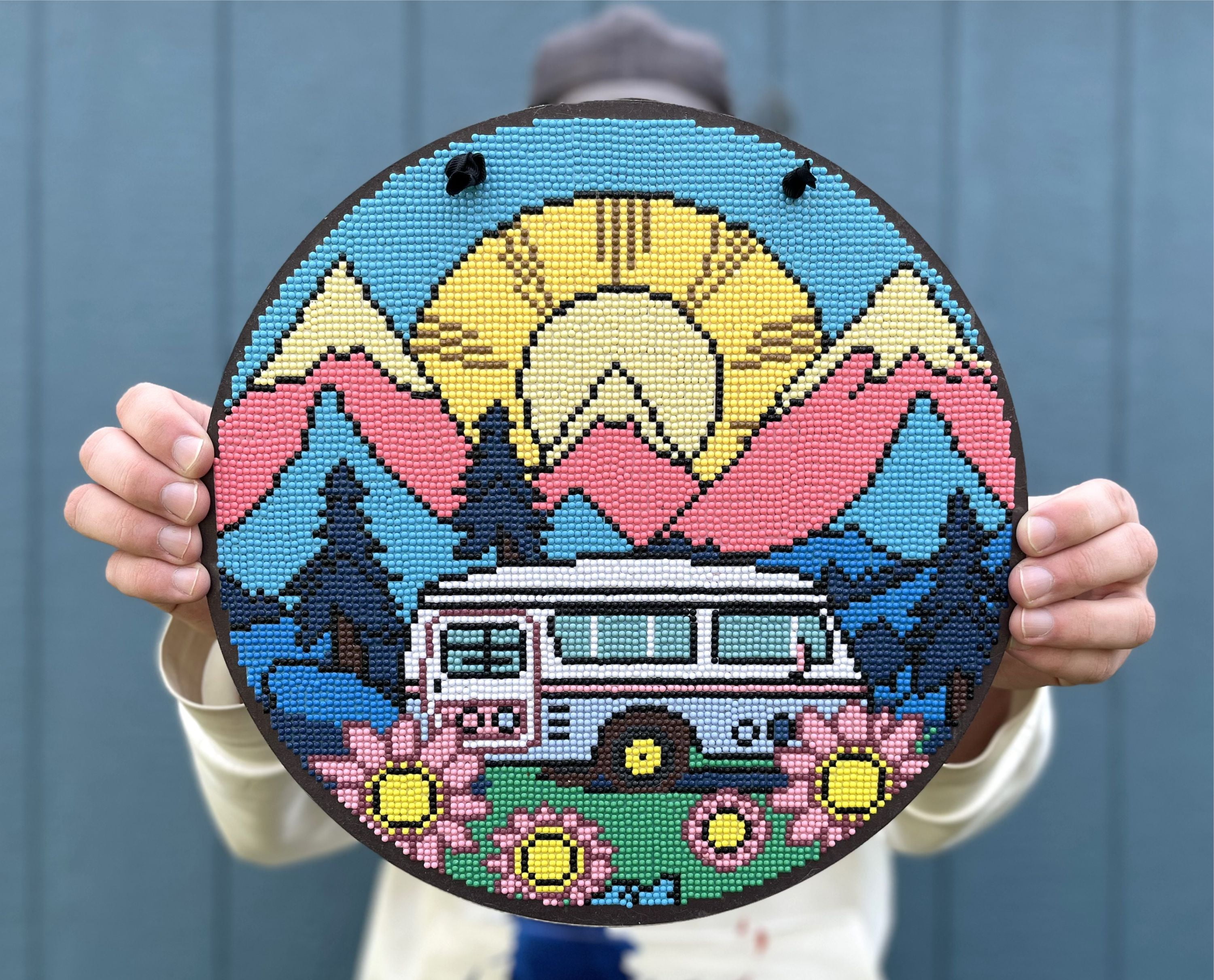 Diamond Painting Kit, Camper Rv Sign, Round Drills, 14 Piece Set, Round Wood Camping Sign, DIY Craft Kit