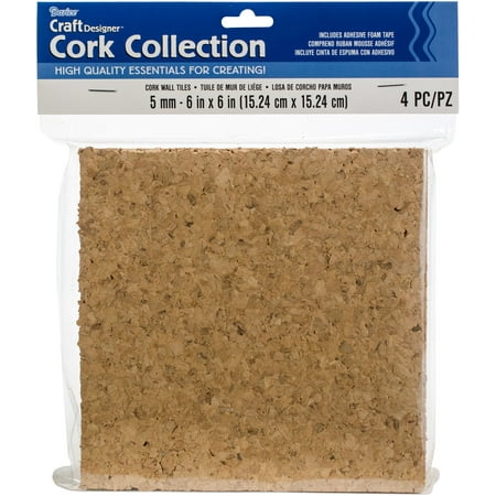 Cork Tile Squares: 6 x 6 inches, 4 Pack