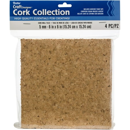 - Cork Tile Squares: 6 x 6 inches, 4 Pack