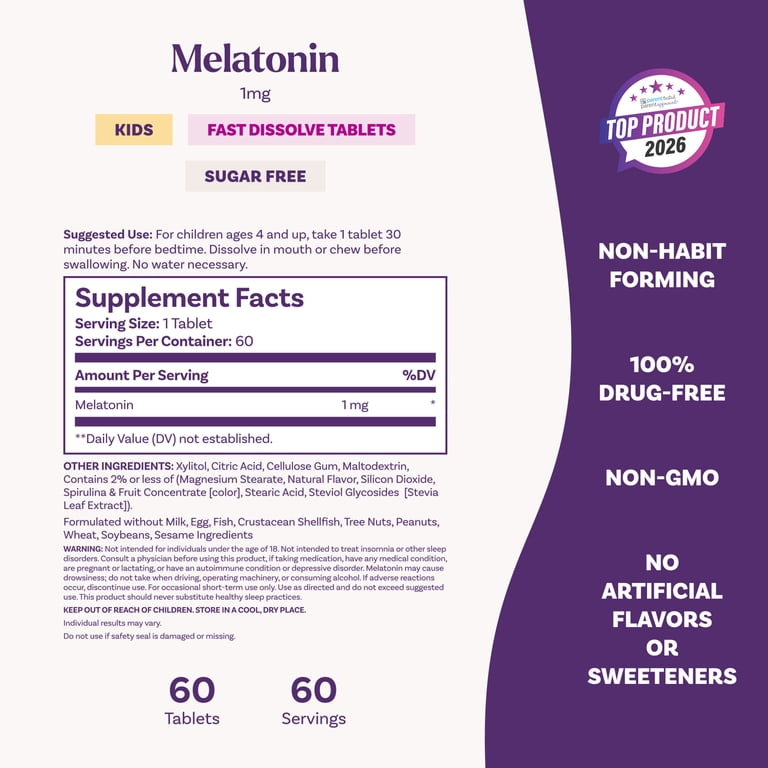 Natrol Kids Fast Dissolve Melatonin 1mg, Blue Razz, 60 photo 5