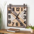 thumbnail image 3 of DecMode Industrial Wood Sculpted Wall Clock with Weave Pattern and Brown Finish, 24"W x 27"H, 3 of 14