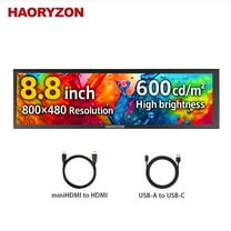 8.8 Inch Banner LCD Display IPS 1920x480 Secondary Screen Mini HDMI USB Monitor Aida64 CPU GPU Temperature Monitoring for PC Laptop Computer Windows