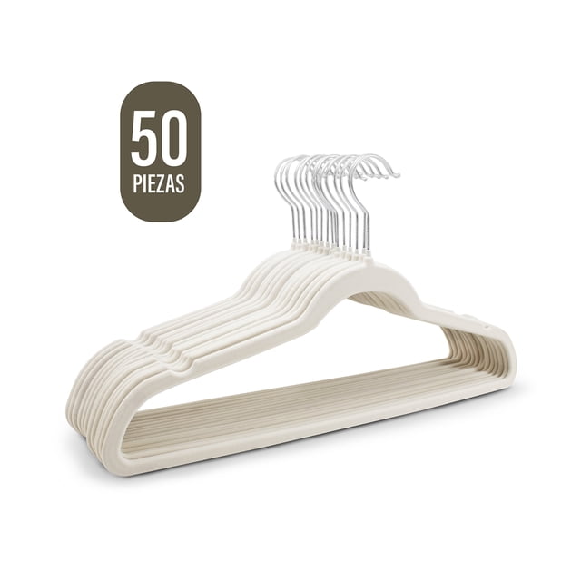 Set De 50 Ganchos De Ropa Terciopelo Antideslizantes
