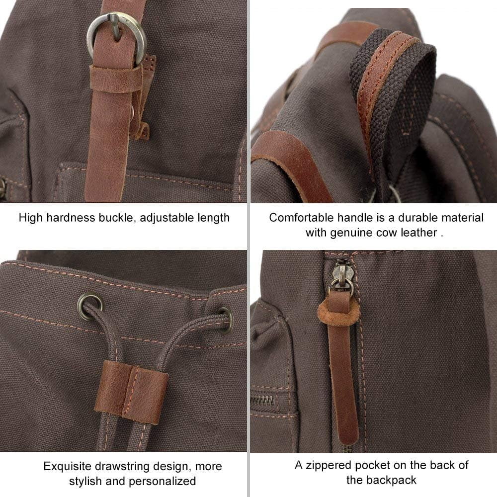AUGUR High Capacity Canvas Vintage Backpack 30L -  Laptop Compartment, Unisex