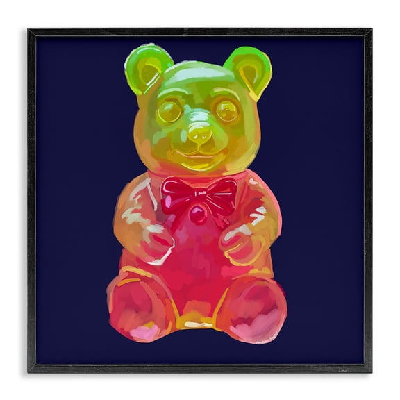 Stupell Industries Contemporary Candy Bear on Blue Black Framed Giclee Art, 12 x 12, by Amelia Noyes