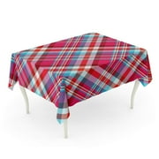 SIDONKU Pink Golf Tartan Plaid Printing Pattern Checkered in Shades of Red Bright Fuchsia Light Tablecloth Table Desk Cover Home Party Decor 60x84 inch
