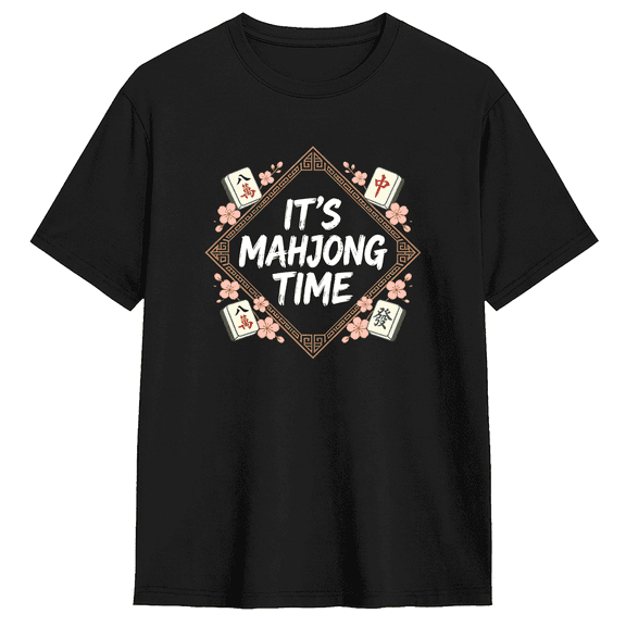 It's Mahjong Time Cool Graphic Tee for Men and Women, Party Humorous Cotton Short Sleeves T-Shirt