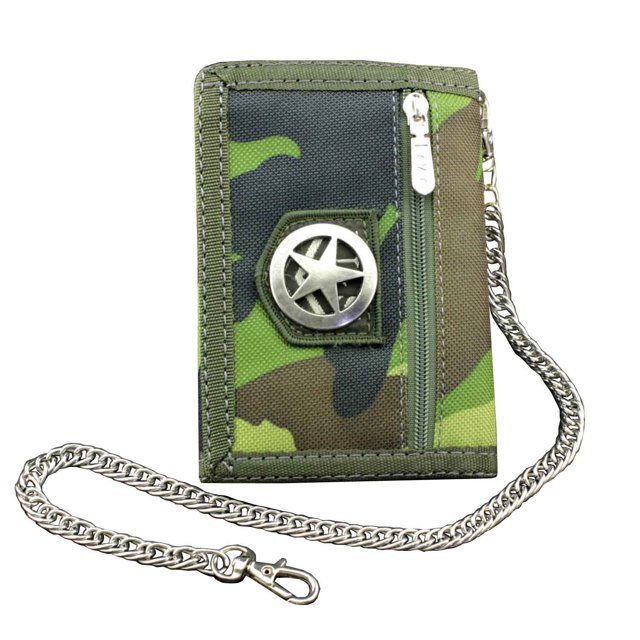 Portefeuille Camouflage de l'Armée pour Homme et Garçon avec Porte-Cartes et Chaîne de Sécurité