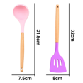 thumbnail image 2 of Sistema del silicón de los utensilios de la cocina, utensilios de cocina resistentes al calor con la manija de madera, utensilio de cocina antiadherente, 2 of 5