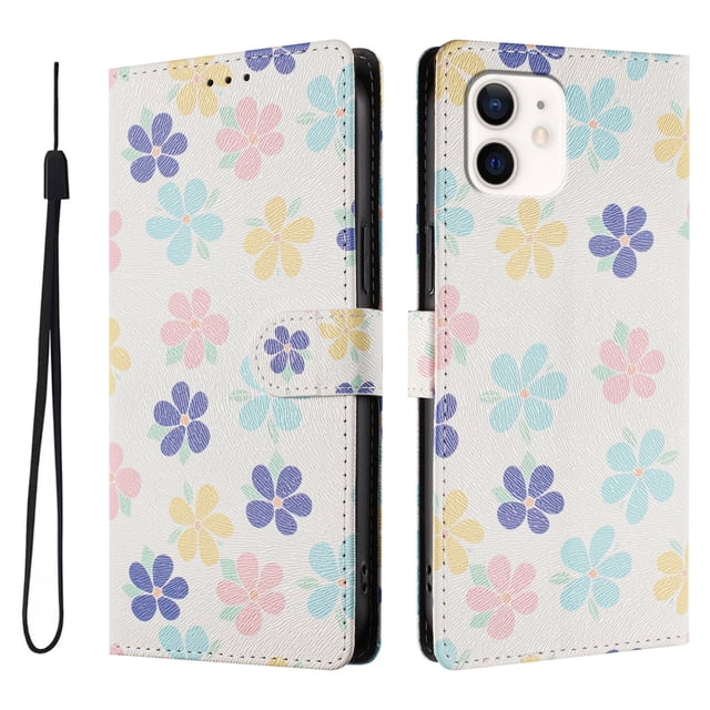 FOXDOCK Funda Tipo Cartera para iPhone 12 Mini con Soporte y Correa – Diseño de Patrones Lindos