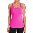 thumbnail image 1 of XINQIHANG Ribbed Workout Tank Tops for Women with Built in Bra Tight Racerback Scoop Neck Athletic Top, 1 of 7