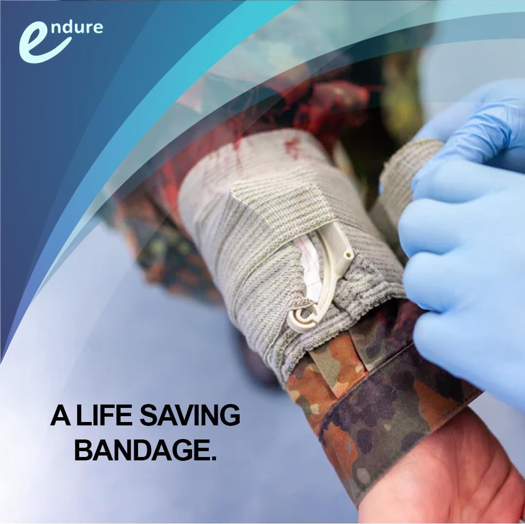 Endure Military First Aid Bandage, 5 Pack Israeli Style Battle Wound Dressing, First Aid Essential, Emergency Trauma Bandage 6 inch - Combat Military Style IFAK