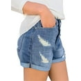 thumbnail image 4 of ONLYSHE Women's Juniors Stretchy Mid Rise Denim Jeans Frayed Hem Light Blue, 4 of 5