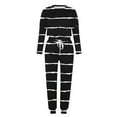 thumbnail image 4 of QUYUON Womens Pajama Set Striped Print Soft Long Sleeve Tops with Pants Two Piece Outfits for Women Tracksuit Sweat Suits Workout Jogging Sets Loungewear with Pocket Y-6 Black L, 4 of 5
