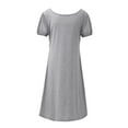 thumbnail image 4 of Nightgowns for Women Short Sleeve Nightdress Square Neck Shirred Puff Sleeve Pajama House Dress Knee Length Sleepwear Comfy Nightdress, Gray 2XL, 4 of 8