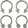 Body Jewelry 14G Horseshoe Value Pack- 4 Horshoes, 2 Ball Beads, 2 Cone Beads