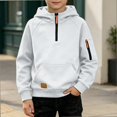 thumbnail image 5 of HAOTAGS Boys Hooded Sweatshirt (4-15) Soft Warm Long Sleeves Quater Zipper Pockets Sport Hoodie White Size 10, 5 of 9