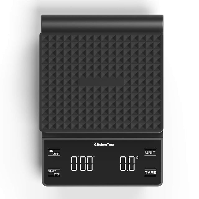Báscula de café KitchenTour EK6002 de 3 kg/0,1 g con pantalla LCD con temporizador