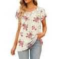 thumbnail image 3 of IROINNID Women's Loose Lace Fashion Printed T-shirt Short Sleeves Blouse Round-Neck Tops, 3 of 6