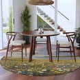 thumbnail image 3 of Round Rugs 5Ft, Spring Floral Round Area Rug Washable Indoor Throw Carpet, Botanical Farmhouse Modern Oil Painting Soft Non Slip Circle Rug for Cabinet Bathroom Home Decor Aesthetic, 3 of 8